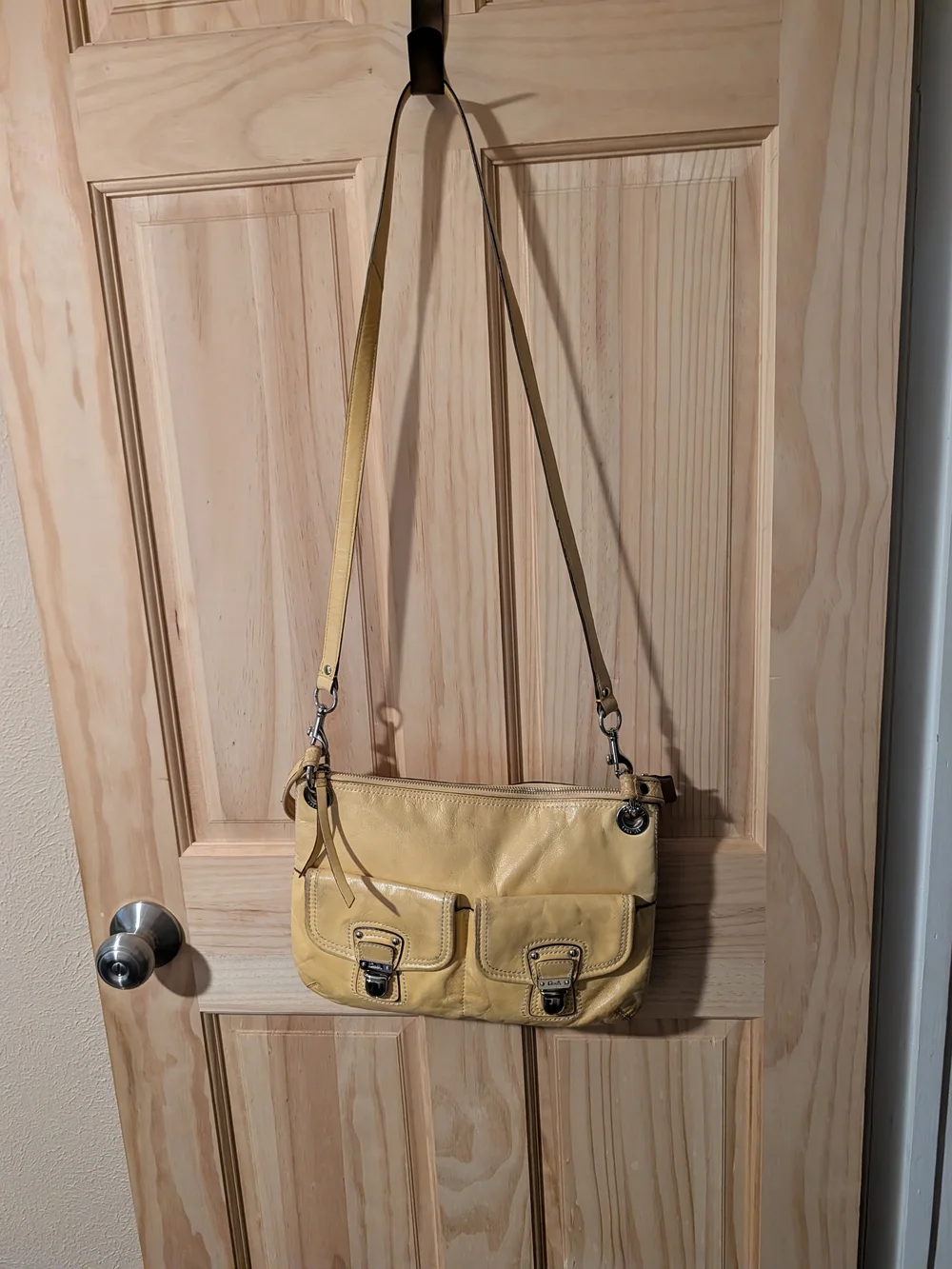 Coach Yellow Leather Dual-Flap Crossbody Bag